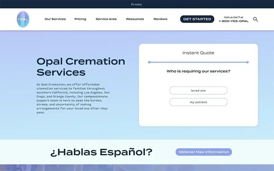 Opal Cremation Homepage