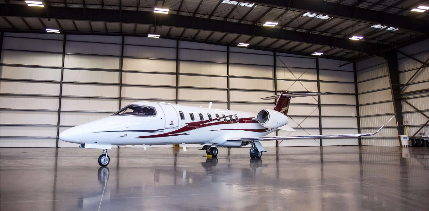 A private plane in the hanger