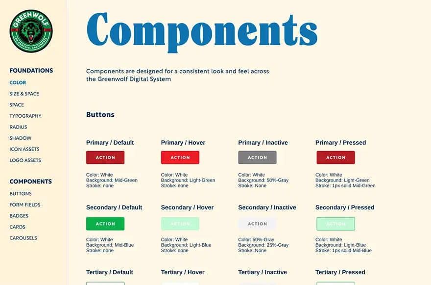 Greenwolf Design System Size and Space